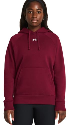 Under Armour Women's Rival Fleece Hoodie, (625) Cardinal / / White, Large