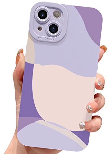 HZLFCZL Compatible with iPhone 13 Mini Case 5.4 Inch,cute painted art lens protective slim soft phone case for iPhone 13 Mini for women girl-Purple