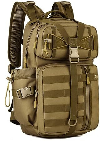 HUNTVP Militär Rucksack 30L Wanderrucksack Herren Bundeswehr Rucksack Taktischer Rucksack Wasserdicht Daypack Molle Tagesrucksack für Herren Damen Sport Reise Outdoor Camping Wandern, 30L-Braun