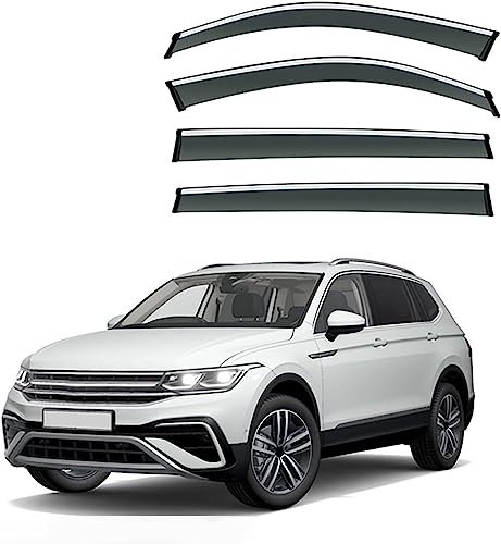4pcs Autofenster Windabweiser für Volkswagen VW Tiguan Allspace(7seat) MK2 2017-2020 2021 2022 2023, Seitenfenster Regenabweiser Beschlagfrei Beschattung Deflektor Augenbrauen Dekoration Zubehör