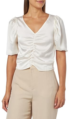 faina Damen Drapiertes Top caneva, Wollweiss, Small
