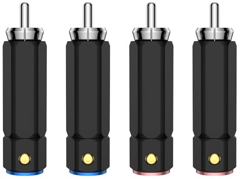 Viborg 4 Pcs Silver Plated Rca Male Phono Plugs Solderles Hifi Rca Connectors Phono Rca Plugs For Cables Up To 9mm (Silver Plated Rca Plugs-02)