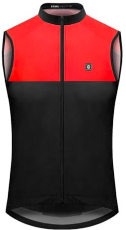 SIROKO - Gilet Vélo Coupe-vent pour Femme V1-W Richmond - S - Noir/Rouge vif