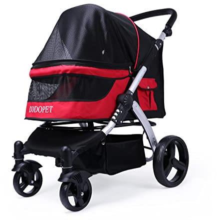 MR.BLACAT Hundewagen Katzenwagen mit Aufbewahrungskorb,4 Rädern, Faltbarer Hundebuggy,hundewagen für kleine hunde,katzen wagen,hundebuggy kleine hunde,kinderwagen für hunde bis 25 kg klappbar