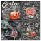 SHEGZHUC Diamond Painting Kaffee 4er Set 30x30cm Kaffee Bilder Für die Küche 5D Diamant Painting Kaffee Diamond Painting Weinflasche Diamant Painting Bilder Erwachsene Schwarz Weiss Kaffee