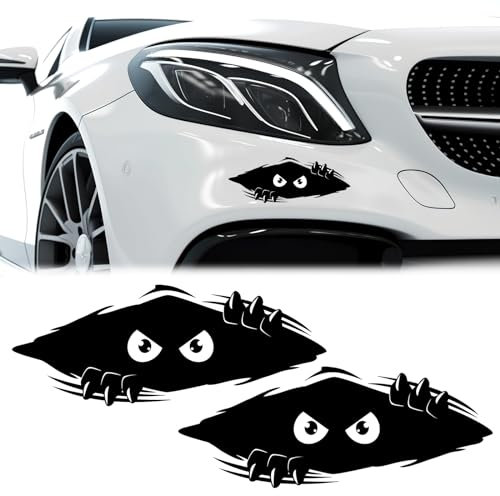 Yuqilin 2 Stück Monster Sticker, 3D Peeking Monster Cartoon Auto Aufkleber, Wasserdicht Autoaufkleber, Graffiti Sticker, für Auto Autofenster Stoßstange Laptop Motorrad (Schwarz)