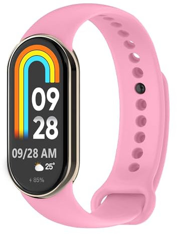 OcioDual Cinturino di Ricambio Compatibile con Xiaomi Mi Band 9 y Mi Band 8, Bastone Rosa, Cinturino di Ricambio in Silicone, Morbida Gomma Sportiva Traspirante Flessibile