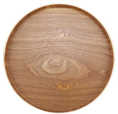 Bandeja de Madera para Comida, Bandeja Redonda para té, Desayuno, Plato de Frutas y Verduras para Sala de Estar, Baño, Hospital (33cm)