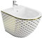LAVITA Bidet universale da parete Sofi Checked Gold con foro per rubinetto e protezione per troppopieno in ceramica, per il montaggio a parete, igienico e facile da pulire, 36,5 x 49 x 32,5 cm