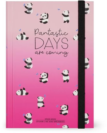 Legami - Panda Wochenplaner 2024-2025, 16 Monate, Medium, Reisetagebuch von September 2024 bis Dezember 2025, Gummibandverschluss, FSC-zertifiziertes Papier, Monatsplaner, 12 x 18 cm, Pantastic