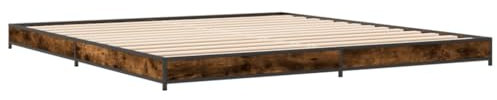 vidaXL Bettgestell, Bett mit Metallbeine Sperrholzlatten, Doppelbett für Schlafzimmer, Modern, Räuchereiche 180x200cm Holzwerkstoff Metall