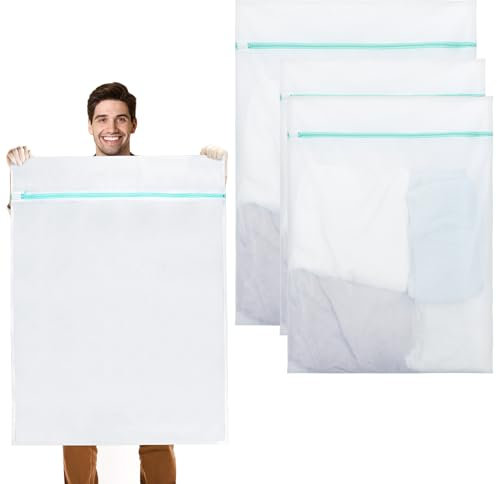 Lvefyti 3 Stück Wäschenetz Groß,60x80cm/90x110cm Wäschesack Wäschebeutel für Waschmaschine,Wäschenetz mit Reißverschluß für Feinwäsche Bettwäsche Vorhänge Fleecedecke Unterwäsche