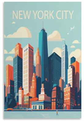 Jdjdu Vintage-Reiseposter New York, Geschenk, Wanddekoration, Malerei, Poster, Leinwand, Kunstposter