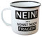 KAMACA Metalltasse Retro mit Spruch im Emaille Look 350 ml Metall-Becher für Alltag Büro Camping witzig tolles Geschenk für liebe Menschen Kollegen (Nein…sonst noch Fragen)