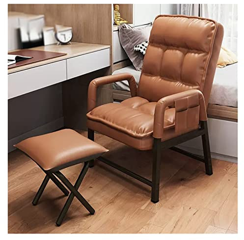 GAONUDAN Ledersofa-Stühle Sessel Wohnzimmerstuhl Akzentstuhl Lounge-Freizeitstühle Lesesessel für Schlafzimmer Wohnzimmer Einzelner hoher Rücken Moderner gepolsterter Akzentstuhl (Farbe: Orange, Größ