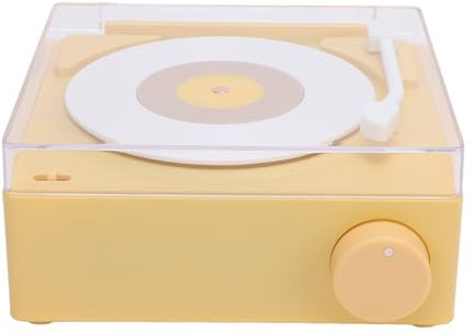 Haut-Parleur, Platine Vinyle Portable, Haut-Parleur Portable pour Le Bureau (Jaune crème)