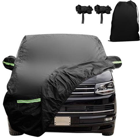 Vollgarage Autoabdeckung Ersatz für VW T5 T6, 300D Baumwollfutter Auto Abdeckplane Autogarage Ganzgarage mit Seitentür Reißverschluss, Wetterfeste Wasserdicht UV-beständige Atmungsaktiv Staubdicht