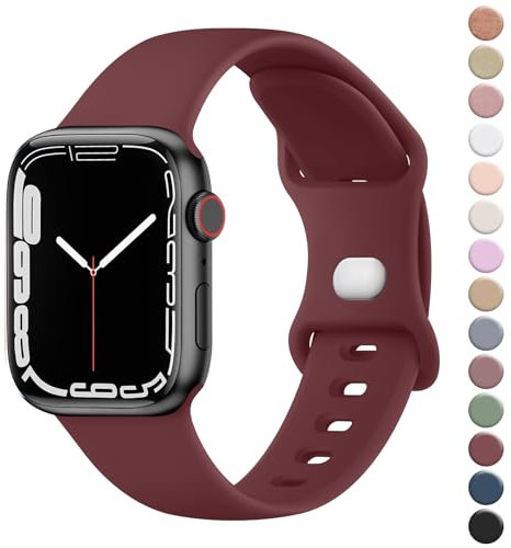 Strap for Apple Watch Straps 42mm 41mm 40mm 38mm for Women Men, Soft Silicone Sport Band for iWatch Series 10 9 8 7 SE 6 5 4 3 2 1 Ultra (Wine red,38mm/40mm/41mm/42mm(Series 10))