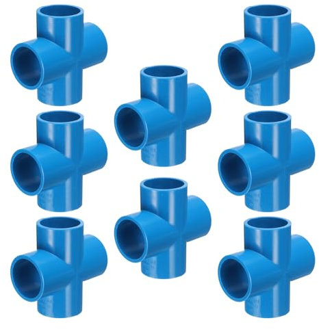QUARKZMAN 8pcs Raccord PVC En T 1 Connecteur 4 Voies Coude Raccordement Tuyau Grade Construction Pour Égout Plomberie Drain Tuyau Alimentation Eau Construction Jardin, Bleu
