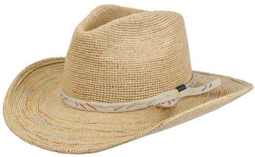 Stetson Chapeau Western Crochet Femme/Homme - D'Ete en Paille de Raphia Soleil Printemps-ete Printemps Ete - XL (60-61 cm) Nature