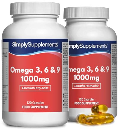 Oméga 3-6-9 1000mg | Huile de Poisson Pure + Lin & Tournesol | 240 Gélules = 80 Jours | Acides Gras Essentiels | Fabriqué au UK | Qualité Premium & Certifié GMP