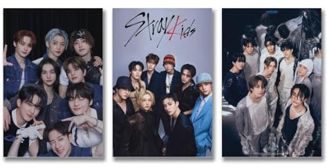 FVLYRWMQX A Set Of 3 Stray Poster Kids Music Kpop Boy Band Vintage Cover Poster Für Zimmer, Ästhetische Leinwand-Wandkunst, Schlafzimmer-Dekor Poster 08x12inch(20x30cm)-3pcs