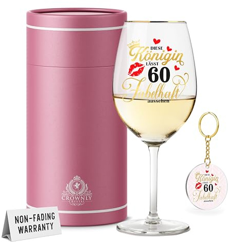 CROWNLY CRYSTAL® Weinglas Mit Gravur Geschenke Zum 60 Geburtstag Frau Personalisierte Geschenke Deko 60 Geburtstag Schwester Mutter