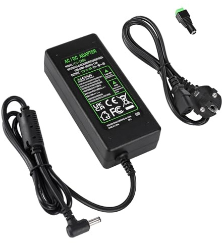 12V 8A Netzteil Adapter, AC 100V ~ 240V bis DC 12V 8A 96W Spannungswandler LED Trafo Transformator Stromversorgung 5,5 mm x 2,5/2,1 mm Stecker für LED Streifen CCTV Kameras 3D Drucker EU Stecker