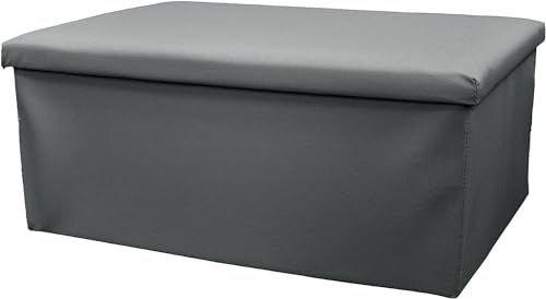 Artistic Fashionista Limited Faux Leather Ottoman Storage Box with Lid, Multi-Purpose Foldable Footstool Rest Seat Storage Stool Toys box Chest Bench Blanket Linen Laundry Box (Grey, Large - 76x38cm)