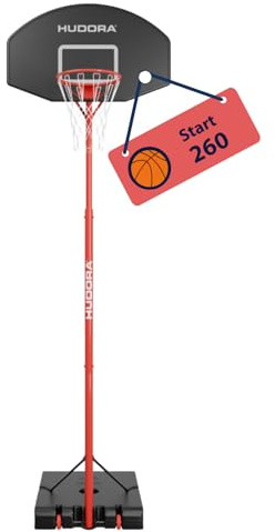 HUDORA Basketballständer - Höhenverstellbarer Basketballkorb - Mobile Korbanalage mit Ständer für Kinder, Jugendliche & Erwachsene - Stand-Basketballkorb Outdoor mit Rollen