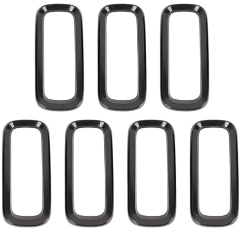 7 pezzi nero brillante senza inserti for griglia anteriore in rete kit di finiture for telaio di copertura for griglia adesiva for Jeep for Renegade