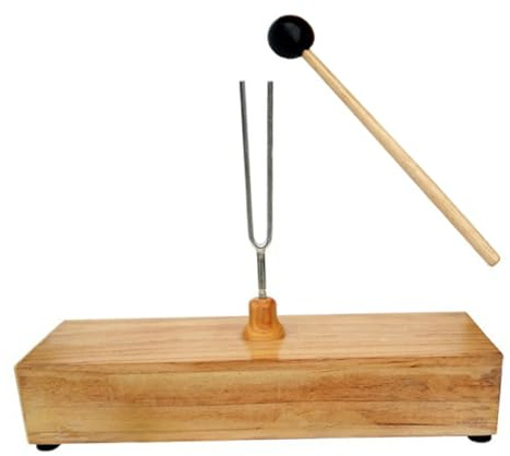 256hz Stimmgabel im Holzsockel für Unterricht und Experimente | Hammer, Metall und Holzsockel, für Gitarrensaiten, Klavierstimmung, Demo und Klangarbeit