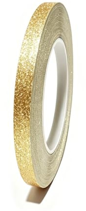 Leliafleury Light Gold Glitter Washi Tape, 1 Roll Self Adhesive Sparkly Decorative Tape for DIY Crafts Wrapping Scrapbook, 8mmx50m