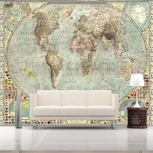 Retro Weltkarte Kreativ Kunst 3D Tapeten Tapete Luxus Home Esszimmer Fototapete Effekt Wohnzimmer Schlafzimmer Kinderzimmer-430cm×300cm