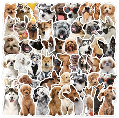 HNTR® Dog Stickers | 50 Cute Stickers for Scrapbooking, Journals & Laptops | Dog Themed Gifts