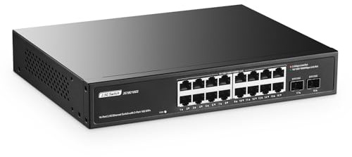 Switch a 16 porte 2,5 G con 2 x 10 G SFP+, 16 porte Ethernet Base-T da 2,5 G, YuLinca Multi-Gigabit senza ventola, switch Plug & Play non gestito