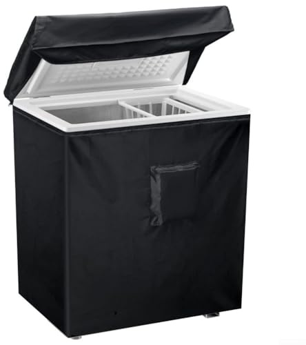 420D Oxford Chest Freezer Cover for 3.5 Cu Ft, Waterproof Dustproof Refrigerator Lid with Zipper and Adjustable Straps, Black(64 * 58 * 87cm)