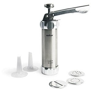Excelsa Biscuits Macchina per Biscotti, Acciaio Inossidabile, Argento, 20 Trafile e 4 Beccucci Inclusi