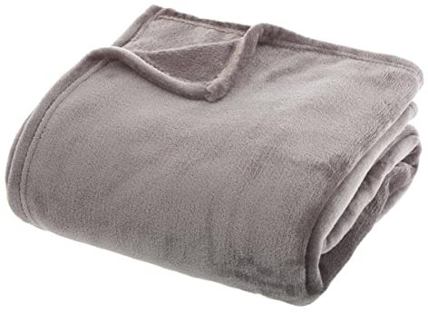 Atmosphera - Plaid uni en Flanelle - Gris 180x230 cm