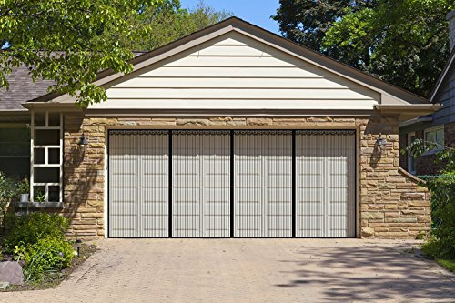 Liveinu Magnet Fliegengitter Tür Insektenschutz Mit Dreifache Öffnung und Klettband Fassung Moskitonetz Fliegenvorhang für für Garage Tür Terrassenüberdachung Gartenhaus Schwarz 370 x 220 cm