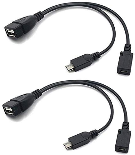 AuviPal 2-in-1 Micro USB auf USB Adapter (OTG-Kabel + Stromkabel) für Fire TV Stick, Raspberry Pi Zero, Playstation Classic und mehr - 2 Stück
