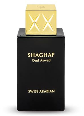 Swiss Arabian Shaghaf Oud Aswad - EDP Spray for Unisex -Sensual and Mouthwatering Noir Oud Wood Fragrance - Long Lasting Personal Fragrance, Cologne - Enchanting Fusion of Arabic Perfume - 75ml