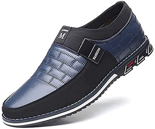 Asifn Sin Cordones Mocasines de Piel Hombre Mocasín Clásico Barco Zapatos Oficina Casuales Ligeros（Azul,39 EU