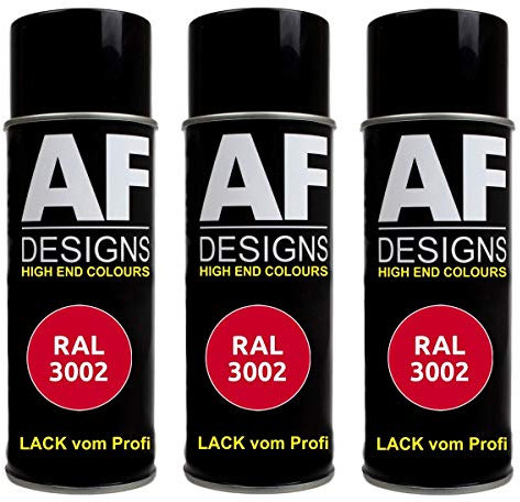 Alex Flittner Designs 3x RAL Lackspray Autolack Buntlack Spraydose RAL3002 KARMINROT matt