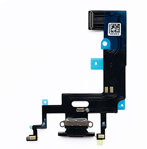 Johncase OEM Charging Port Dock Connector Flex Cable + Microphone + Vibrating Motor Buckle Replacement Part Compatible for iPhone XR All Carriers (Black)