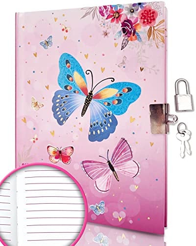 GINMLYDA Girls Diary with Lock for Kids, 7x5.3 Inch 160 Pages Secret Pink Journal for Teenage Girls with lock for Preschool Learning Writing Drawing Gift Cute Princess Notebook