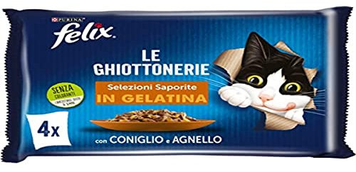 Felix Purina Le Ghiottonerie Nassfutter für Katzen mit Kaninchen und Lamm, 48 Beutel à 85 g