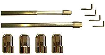 tilldekor Vitragestange, ausziehbare Gardinenstange, messing-glanz, 80-150 cm flach-oval, 2 Stück, inkl. 4 Schraubhaken und 4 Selbstklebehaken