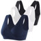 COLOMI Soutien-gorge d'allaitement sans fil en coton pour dormir, Noir + bleu marine + blanc, lot de 3, XL