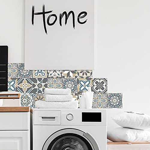 | Sticker Carrelage | 12 Pièces - Stickers Autocollants Adhesifs Carrelage - Carreaux de Ciment - MOZICBEIGE - Dimensions d'un Sticker : 15 x 15 cm - Meubles Cuisine Salle de Bains ...